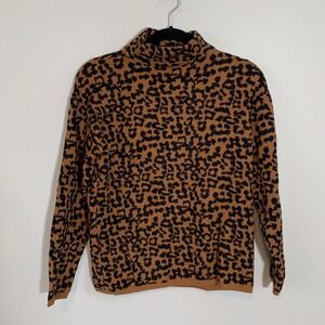 Tahari Women's‎ Brown Black Leopard Print Turtleneck Sweater XS